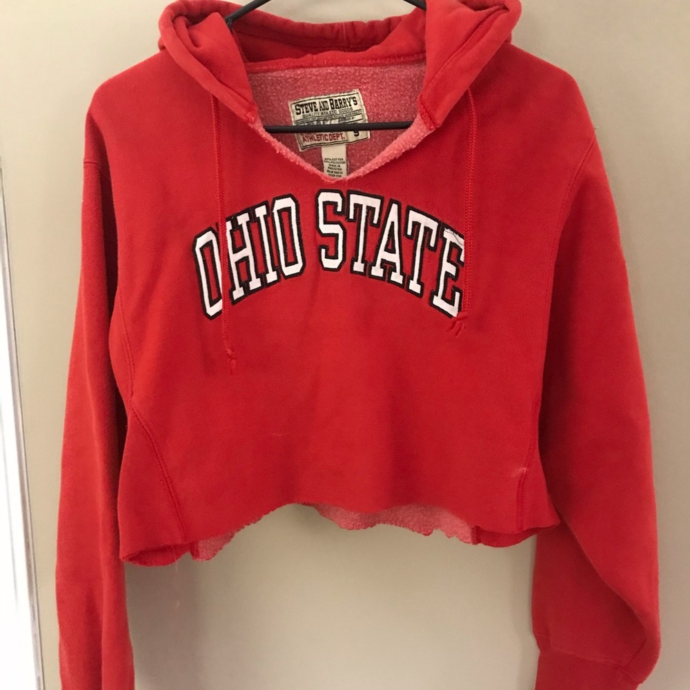Red Ohio State cropped hoodie